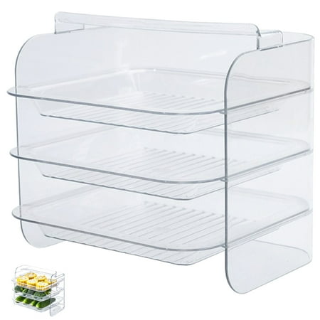 

1 Set Clear Food Vegetable Preparation Plates 3-Layer Food Plate Stackable Hot Pot Food Prep Tray Rack
