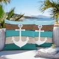 thumbnail image 3 of Outdoor Waterproof Throw Pillow Covers Set of 2 Nautical Anchor Decorative Pillowcases Square Outdoor Pillows Cushion Case 16x16 Inch Vintage Turquoise Wood Grain Patio Pillows for Couch Sofa Bed, 3 of 9
