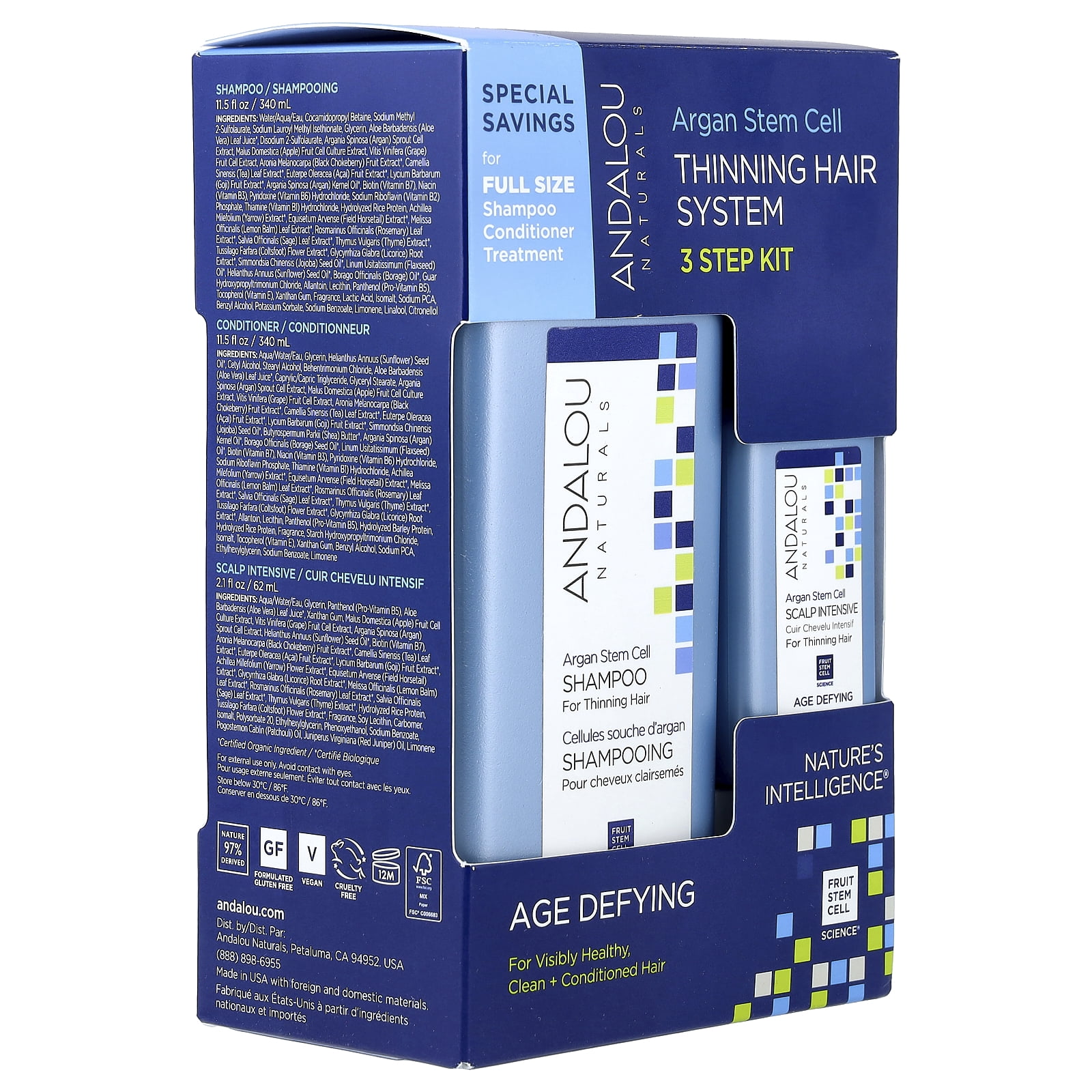 Andalou Naturals - Argan Stem Cell Age Defying Thinning Hair System Kit - 3 Piece(s)