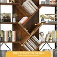thumbnail image 4 of DWVO 70.8" Tall Bookshelf and Bookcase, Industrial 5 Tier Large Bookshelves, Standing Tree Book Shelves Organizer Wide Display Rack for Living Room,Bedroom, Home Office, Rustic Brown, 4 of 6
