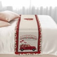 thumbnail image 3 of Bed Runner Scarf for Twin Size Bed, Valentine's Day Beds Scarf Throws for Foot of Bedding, Red Truck Love Heart Roses Romantic Rustic Decorative Beds Runners for Bedroom Guestroom, 71"x20", 3 of 8
