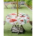 thumbnail image 4 of Boanket Outdoor Tablecloth with Umbrella Hole for Patio/Picnic/Party/Camping, Mushroom Waterproof Table Cloth Round Cover Washable, Red Green Summer Botanical Butterfly (Dia 54"), 4 of 7