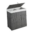 thumbnail image 3 of Cesta de lavandería ropa sucia cesta 2 divisores con organizador de tapa cesta de almacenamiento de cestería de lavandería independiente para sala de Gris, 3 of 8