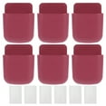 thumbnail image 1 of Juego de 6 soportes para control remoto, organizador de pared para teléfono, ideal para el hogar, la cama y la escuela. Color rojo vino., 1 of 14