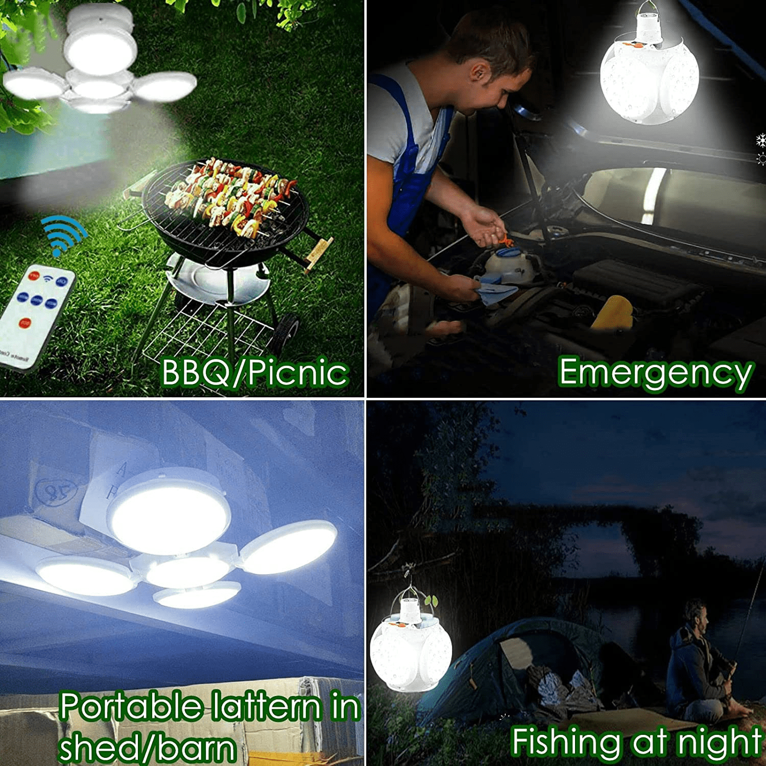 Rechargeable Solar Camping Lantern with Hook, LED Emergency Light with Remote Control, 5 Light Modes Solar/USB Charging Lantern, Hanging Foldable Lamp for Tent/Hiking/Emergency Power Outage
