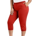 thumbnail image 2 of Ounisa Women's Plus Size Solid Pants with Pockets Casual Soft Breathable Lightweight Cropped Capris, 2 of 8