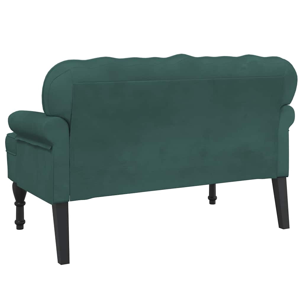 vidaXL 47” W Small Loveseat, Velvet Chesterfield Sofa, 2 Seater Couch for Living Room, Dark Green