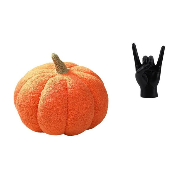 Almohadas de calabaza de Halloween,Almohadas de calabaza de Halloween Decoración del hogar Suave,Cojines de calabaza para Halloween,peluches,sofá,Estatua del gesto de la roca,Estatuas y