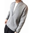 thumbnail image 3 of Men's Zip Up Cardigan Sweater Slim Fit Casual Full Zipper Sweaters Gray XL, 3 of 7
