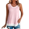 thumbnail image 2 of Pincandy Women's Summer Casual Patchwork Fake Two-piece Sleeveless Top T-shirt Round Neck Sleeveless Garment,Pink,S, 2 of 6