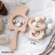 thumbnail image 2 of 2pcs natural beech wood animal crochet bead bracelet baby rattle sensory toy (rabbit), 2 of 4