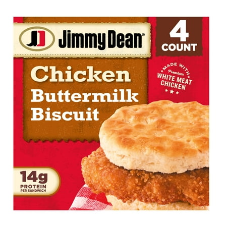Jimmy Dean Buttermilk Chicken Biscuit Breakfast Sandwich, 16 oz, 4 Count, (Frozen)
