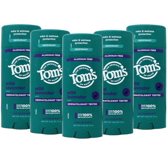 5 Pack - Tom’S Of Maine Wild Lavender Natural Deodorant For Women And Men, Aluminum Free, 3.25 Oz