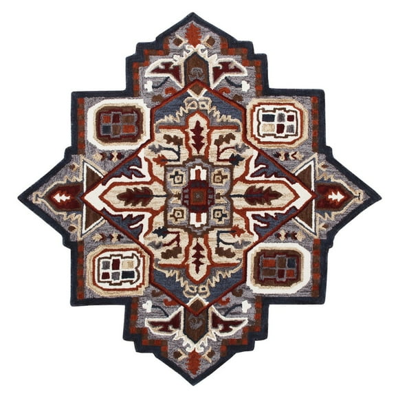Ox Bay Selah 5' Star Gray/Rust Southwestern Hand-Tufted Indoor Area Rug