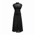 thumbnail image 5 of JGGSPWM Women's Elegant Formal Long Dress Sleeveless Mesh High Neck Ruched Bodycon Cocktail Party Evening Gown Maxi Dress Black XXL, 5 of 8