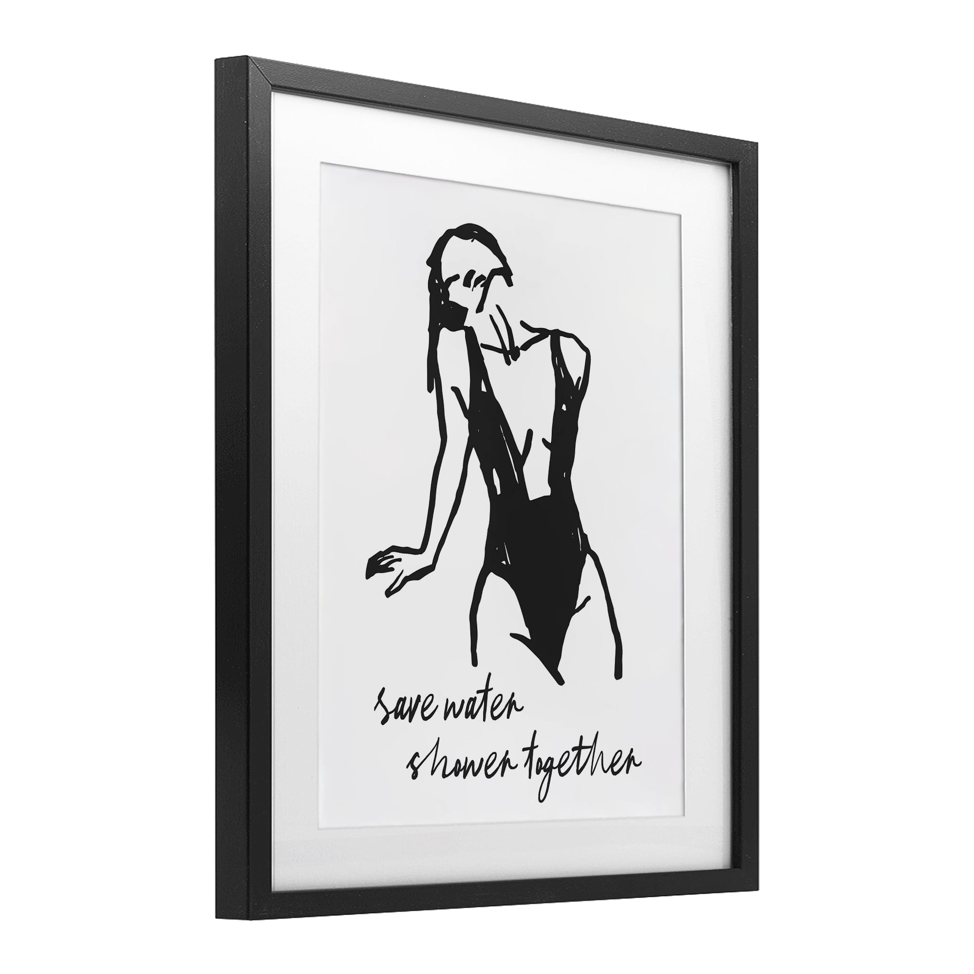 Stupell Industries Save Water Shower Together Black Framed Print Under Glass, design by Lettered and Lined