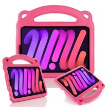 KidsProof Case for iPad Mini 6 2021, Allytech Lightweight Case with Pencil Holder Shock Proof Handle Friendly Convertible Stand Panda Pattern Case for iPad Mini 8.3" 6th Gen 2021, Rose