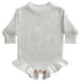 thumbnail image 2 of XIMIN Infant Baby Girls Ruffled Knit Romper Crewneck Long Sleeve Thick Basic Plain Cute Sweater Bodysuit Fall Winter Warm Pullover Jumpsuit, 2 of 7