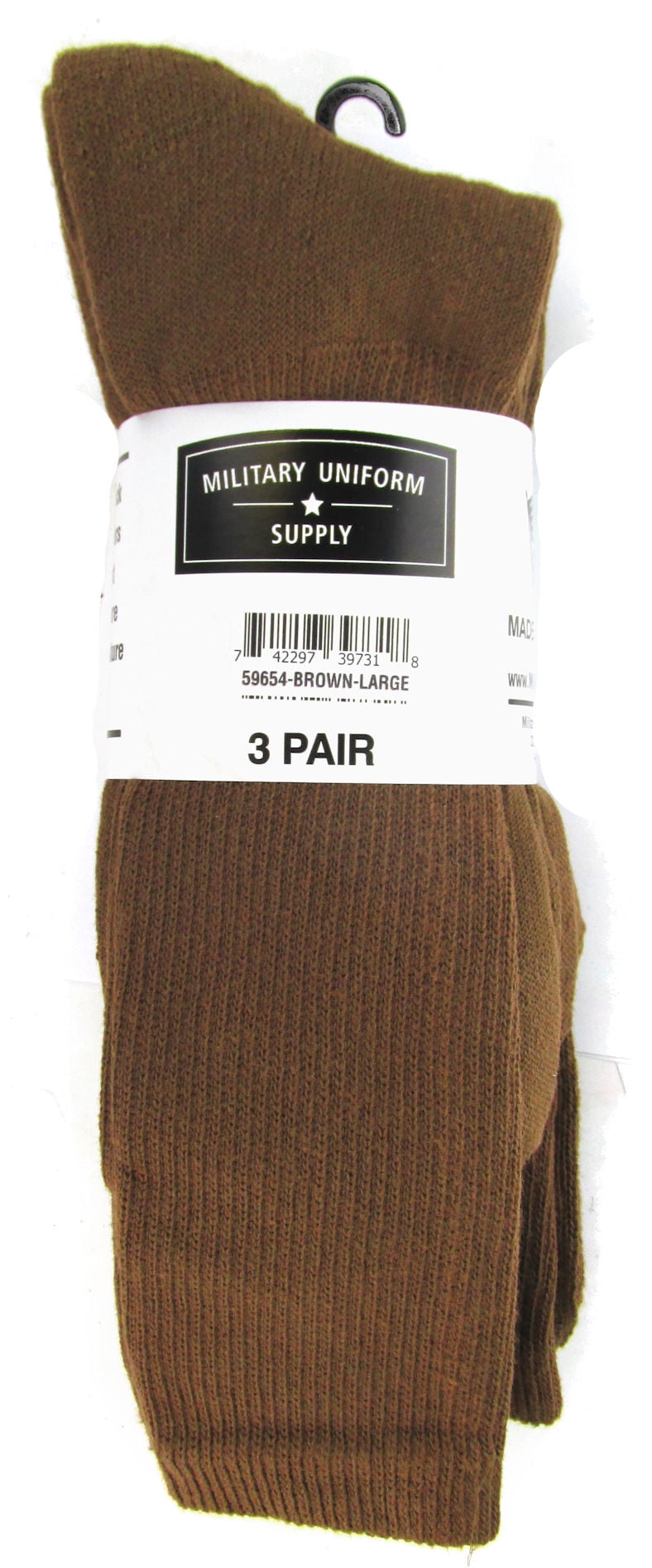 Men's AntiMicrobial Military Boot Socks Coyote Brown 3 Pair MEDIUM