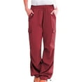 thumbnail image 2 of Pants Women with Pockets Women's Outdoor Hiking Pants Wide Leg Cargo Pants Lightweight Drawstring High Waisted Workout Baggy Joggers Trousers with Pockets Wine L, 2 of 4