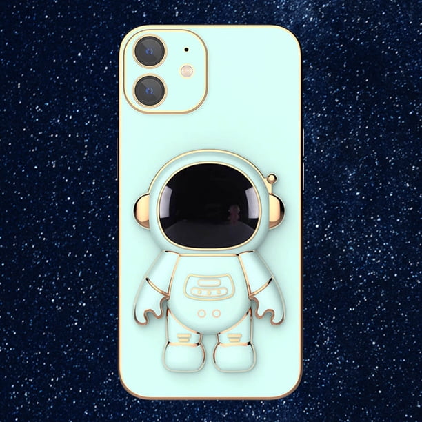 3D Plating Astronaut Hidden Stand Case Cover Cute Astronaut Stand Phone Case para IPhone 12 TPU Cover