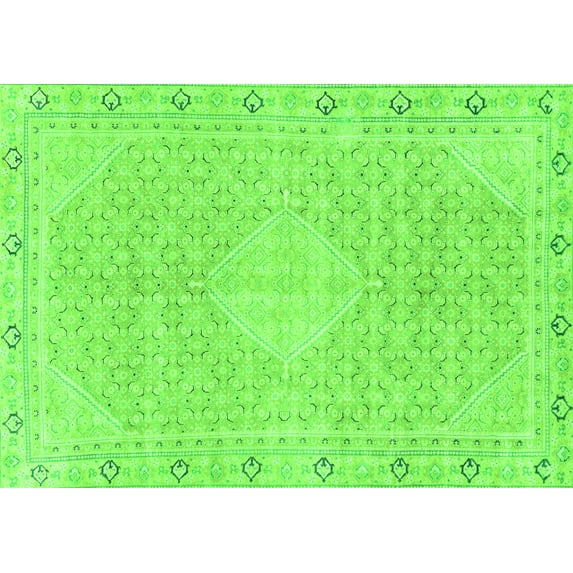 Ahgly Company Indoor Rectangle Abstract Green Modern Area Rugs, 2' x 4'