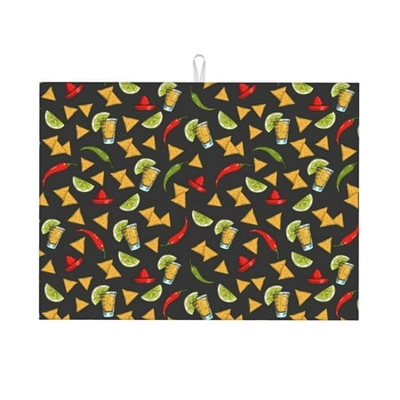 

Adobk Mexican Food Beer Dish Drying Mat for Kitchen Counter Absorbent Microfiber Drying Pad Reusable Washable Large 18 x24