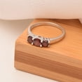 thumbnail image 4 of 1.00 Ctw Round Shape Red Garnet Gemstone 925 Sterling Silver Three Stone Women Wedding Ring, 4 of 5