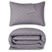BedVoyage Queen Size Duvet Cover Set, Luxury 100% Viscose Derived from Bamboo, with 2 Standard Shams, Button Closure/Corner Ties, Silky-Soft, Lightweight & Cooling, 92x96, Full/Queen – Gray Geometric