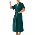 thumbnail image 2 of Frnrwgo Men's Absorbent Terry Robe Short Sleeve V Neck Tie Waist with Pocket Quick Dry Lightweight Bathrobe for Summer, 2 of 3