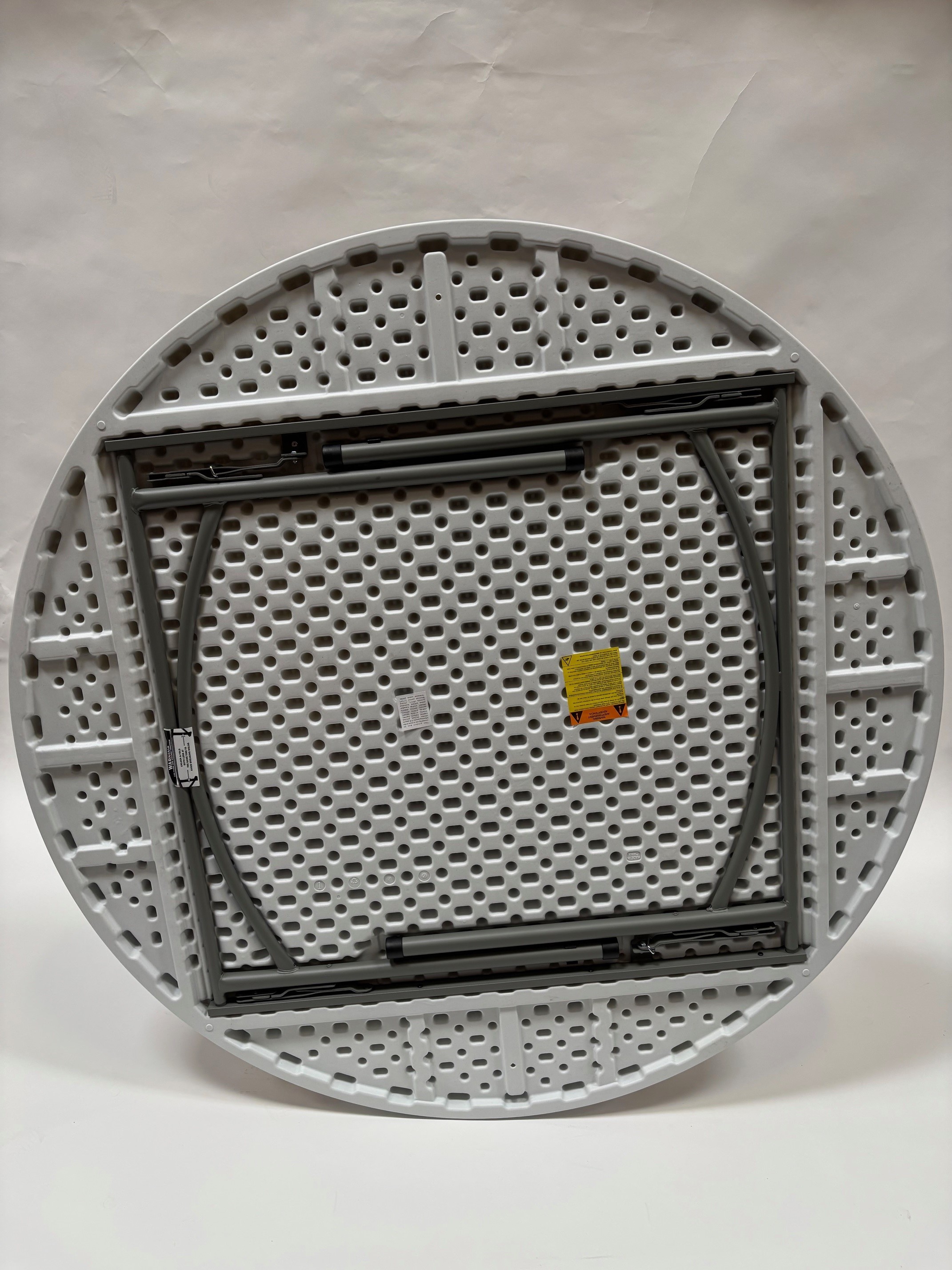 48 inch Rhino Plastic Round Folding Table - White Granite
