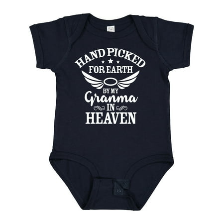 

Inktastic Handpicked for Earth by My Granma in Heaven with Angel Wings Gift Baby Boy or Baby Girl Bodysuit