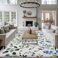 thumbnail image 4 of Blue Yellow Floral Spring Large Area Rugs for Bedroom Living Room, Soft Non Slip Carpet Bedside Rug, Summer Botanical Green Pastoral Rectangular Floor Cover Kitchen Accent Rug 8'x10' for Office, 4 of 9