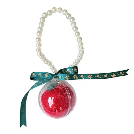 

Heiheiup Christmas Car Pendant Handcrafted Finished Crochet Wool Woven Gift Inside Rearview Hanging Home Decoration Pendant Crystals Beads