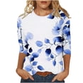 thumbnail image 2 of GaThRRgYP Womens Blouse under $10,Tops for Women Plus Size,Women's 2025 Spring/Summer Top Round Neck Top Loose and Comfortable 3/4 Sleeve Round Neck Top/Shirt Multicolor S, 2 of 5