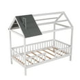 thumbnail image 4 of Twin Size Wood House Bed With Fence, White&Gray, 4 of 9