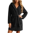 thumbnail image 6 of Zormilly Robes for Women Plush Fleece Long Hooded Nightgowns with Pockets Warm Fashion Casual Fluffy Soft Bathrobes,S-2XL, 6 of 7