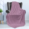 thumbnail image 4 of Floral Soft Flannel Fleece Throw Blanket, Continuous Pattern with Monochrome Flowers on Thin Branches, Cozy Plush for Indoor and Outdoor Use, 50" x 60", Pale Purple and Cream, by Ambesonne, 4 of 5