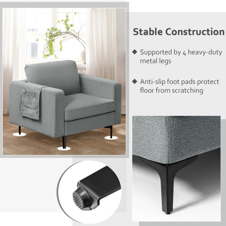 Finihen Sectional Sofa Couch, Modern Accent Armchair with Side Storage Pocket, for Living Room, Gray Finihen Sectional Sofa Couch, Modern Accent Armchair with Side Storage Pocket, for Living Room, Gray