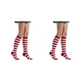 thumbnail image 4 of Sonducket 1 par de calcetines a rayas hasta la rodilla con corazón cálido, medias de moda fáciles de combinar para disfraz de fiesta, rayas rojas y rayas blancas rojas 2piezas Sonducket CBP289145, 4 of 6