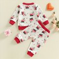thumbnail image 7 of TOWED22 Toddler Newborn Boy Clothes 2 Piece Long Sleeve Print Cotton Pullover Top Elastic Waist Pants Fall Winter Outfits Set(White,18-24 M), 7 of 7