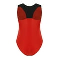 thumbnail image 2 of inlzdz Kids One Piece Sport Bodysuit Sleeveless Contrast Color Ballet Gymnastic Dance Leotard Red 16, 2 of 5