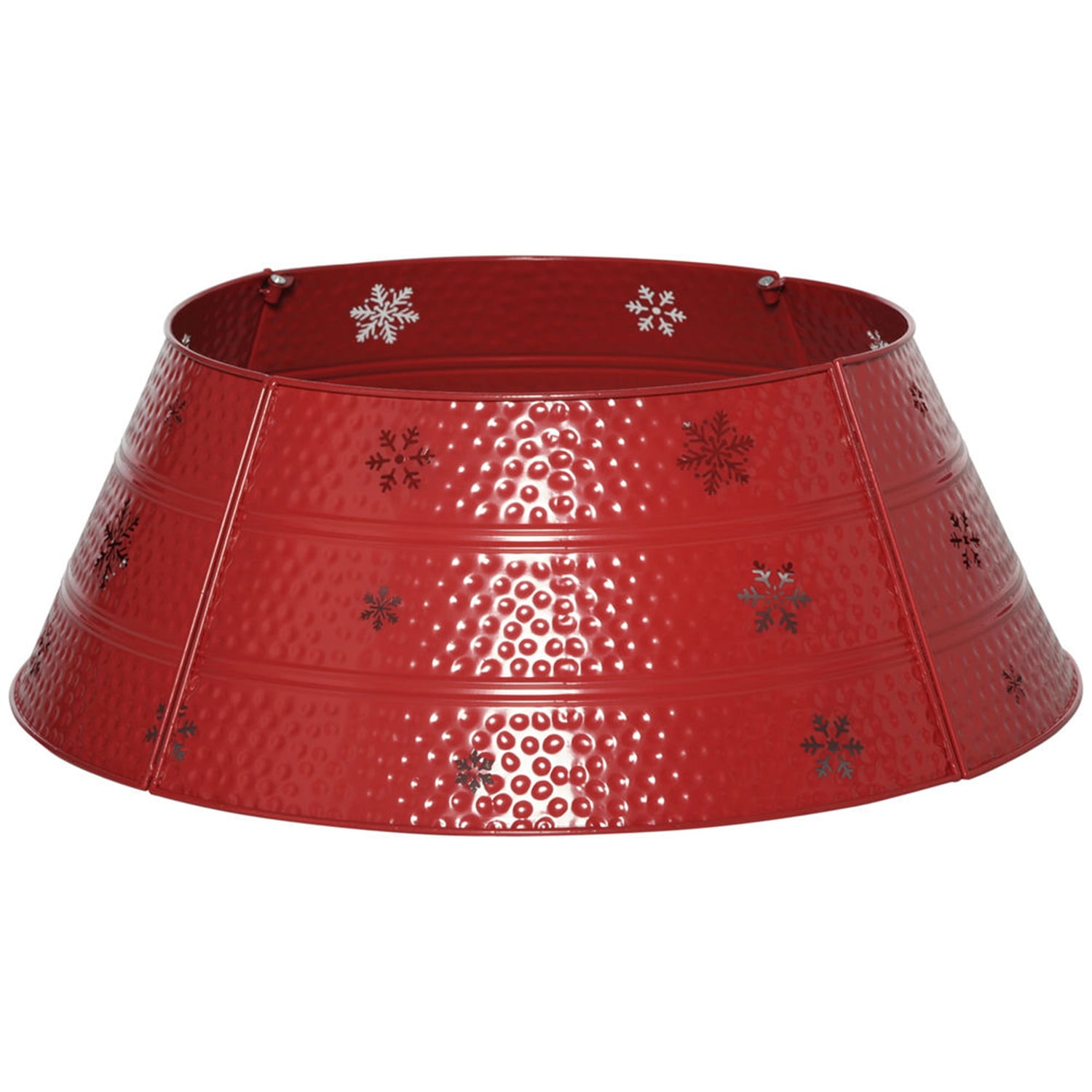 Hommoo Christmas Tree Collar, Steel Tree Ring Skirt, Home Xmas Decoration for Christmas Tree, 26" x 26" x 9", Red