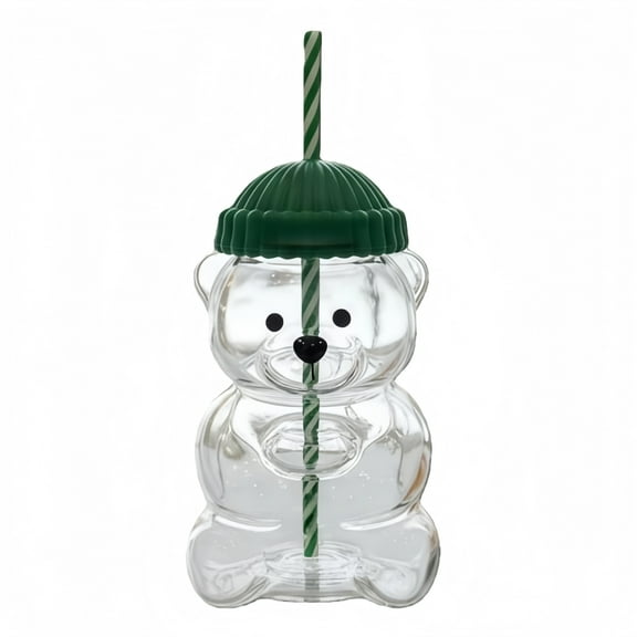 Cute Bear Tumbler Cup with Straw, Clear Bear-Shaped Drinking Cup, Reusable Aesthetic Water Cup with Secure Lid, Leak-Resistant Travel Beverage Bottle, Trendy Gift & Everyday Drinkware
