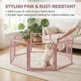 thumbnail image 6 of Pink Dog Playpen for Small Dogs & Puppies - 24 Inch Metal Pet Fence Indoor Outdoor with Door, Foldable Exercise Pen, Portable Rabbit Enclosure for Camping, RV, Yard (8 Panels), 6 of 6