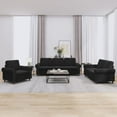 thumbnail image 1 of vidaXL 3 Piece Sofa Set with Cushions Black Velvet, 1 of 5
