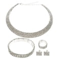 thumbnail image 2 of KAKOWELY 1 juego de joyas para mujer, collar, pendientes, anillo de novia con diamantes de imitación, pulsera, joyería de boda, regalo, 2 of 4