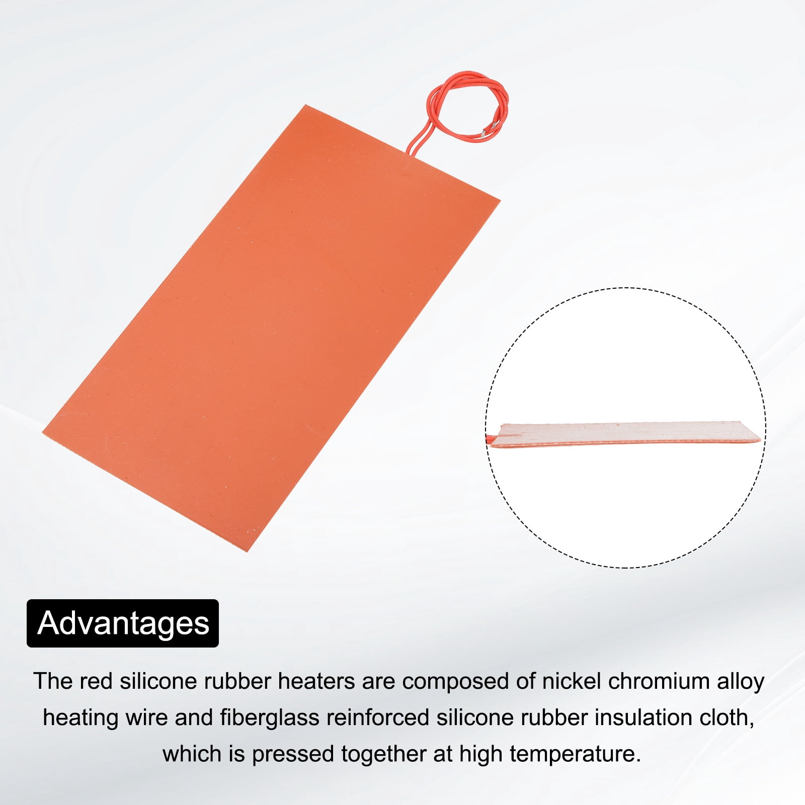 Uxcell 2 pack Silicone Heating Pad, 24V 100W Electric Blanket Rubber Flexible Mat Heater Film Heating Plate 230mmx120mm Heater Mat for Constant Temperature