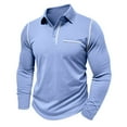 thumbnail image 2 of gbyLJF Men's Golf Shirts Solid Color Casual Long Sleeve Pullover Sweaters Lightweight Button Down Lapel Sweatshirt, 2 of 5