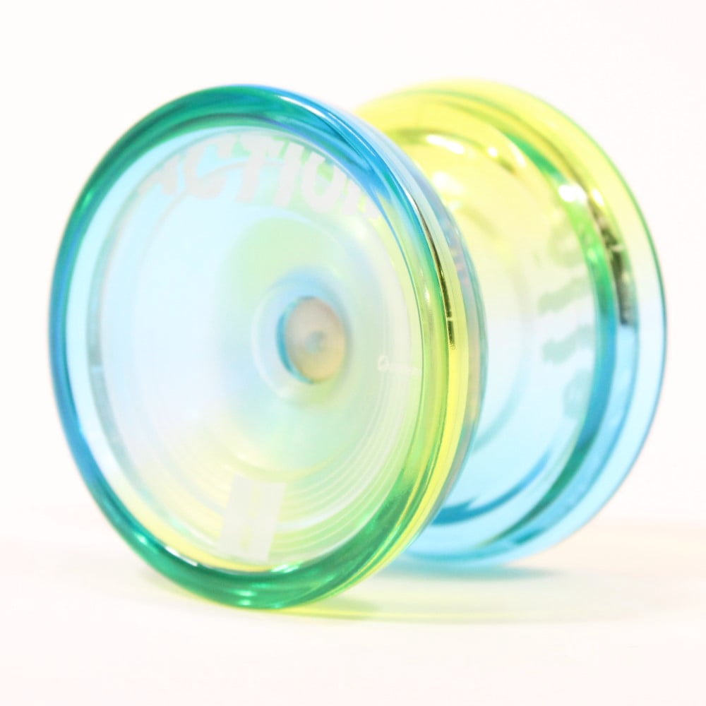 C3yoyodesign Action Yo-Yo - Plastic Fingerspin YoYo (Translucent Blue Green Fade)